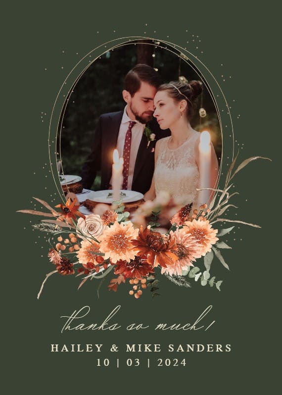 Terracotta flowers -  tarjeta de agradecimiento por la boda gratis