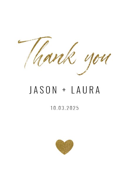 Thank you - tarjeta de agradecimiento por la boda