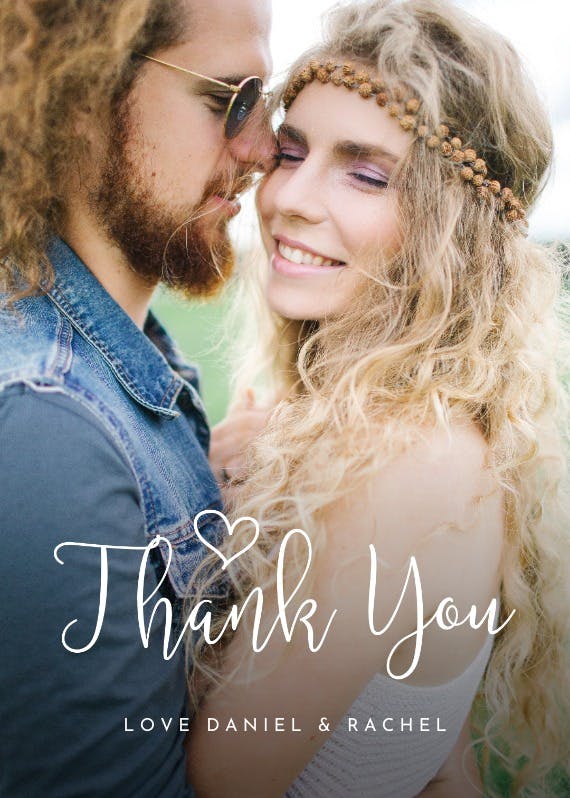 Thank you love - tarjeta de agradecimiento por la boda