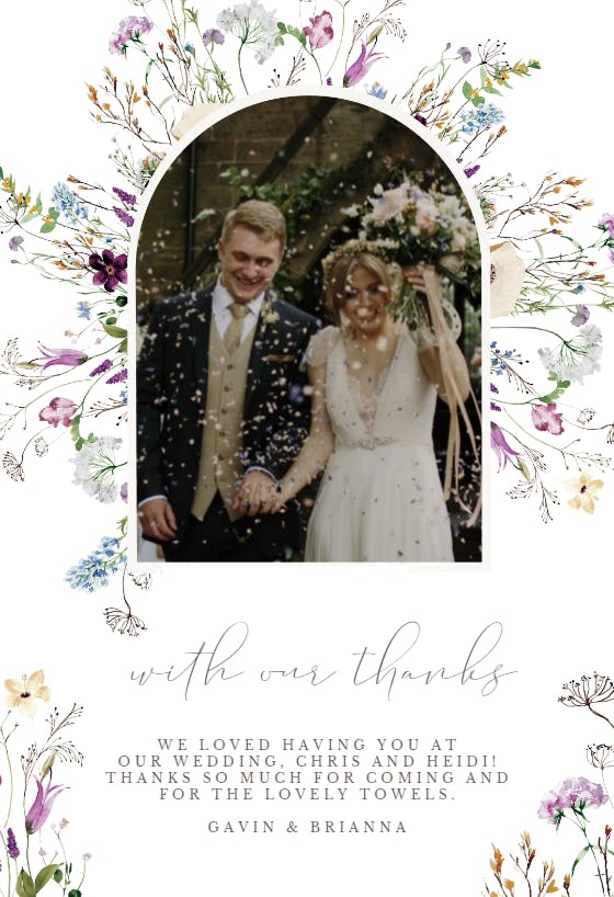 Wild dainty flowers -  tarjeta de agradecimiento por la boda gratis