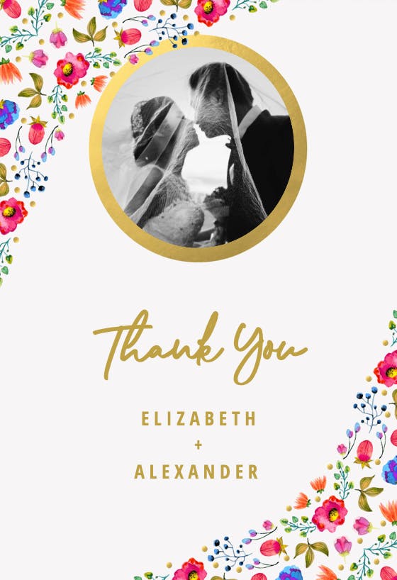 Wind of flowers - wedding thank you card