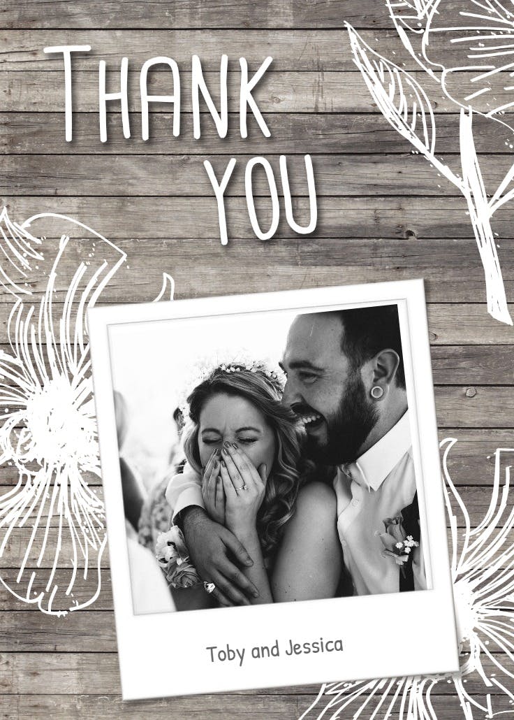 Wooden deck - wedding thank you card