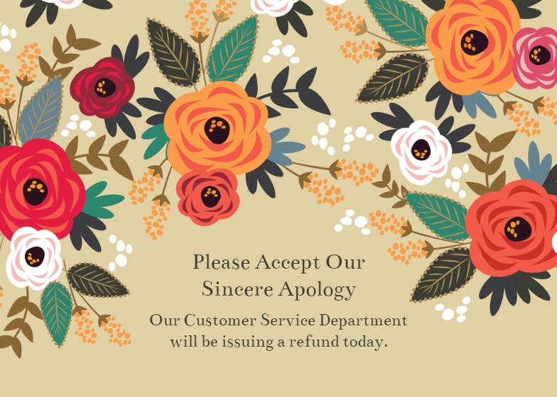Apology bouquet - sorry card