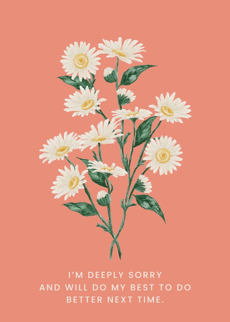 Bouquet of daisies - sorry card