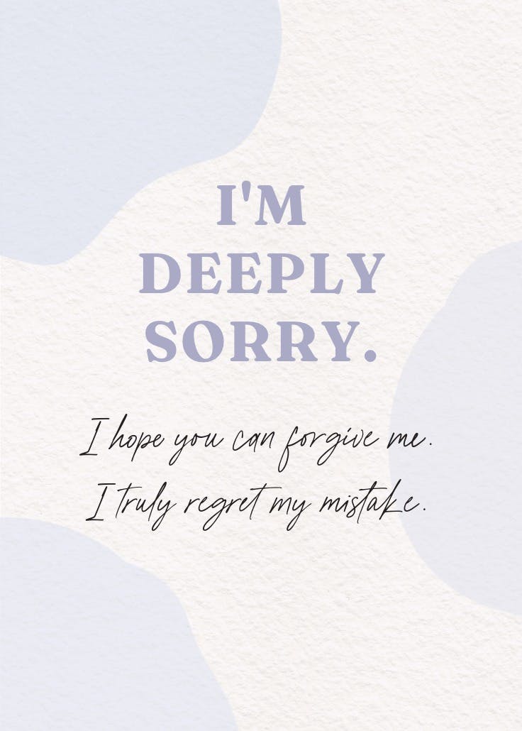 Deeply sorry - sorry card