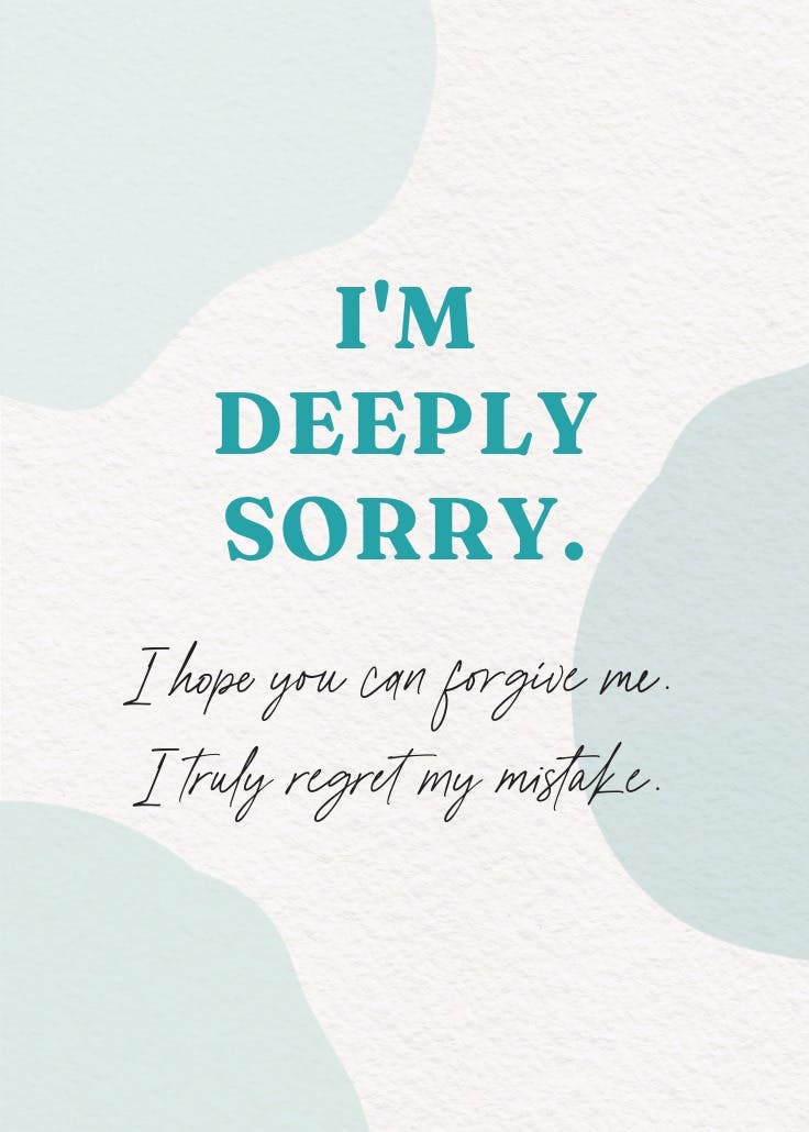Deeply sorry - sorry card