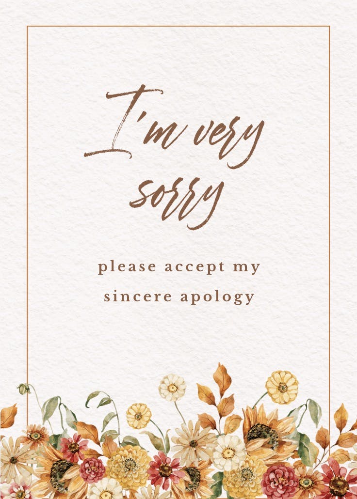 Fall florals - tarjeta de disculpa