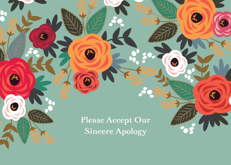 Floral mood - tarjeta de disculpa