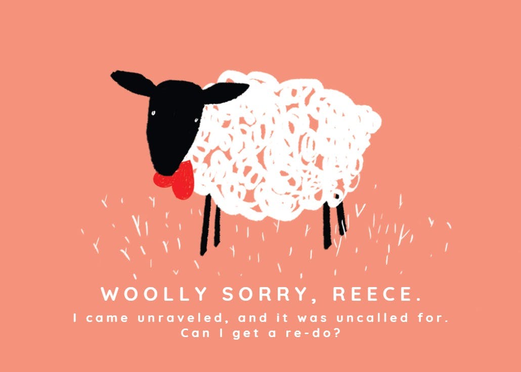 Just for ewe - tarjeta de disculpa