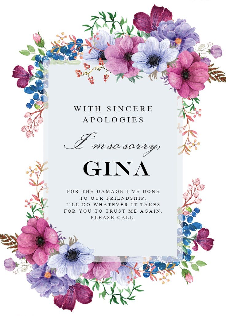 Looking lovely - sorry card