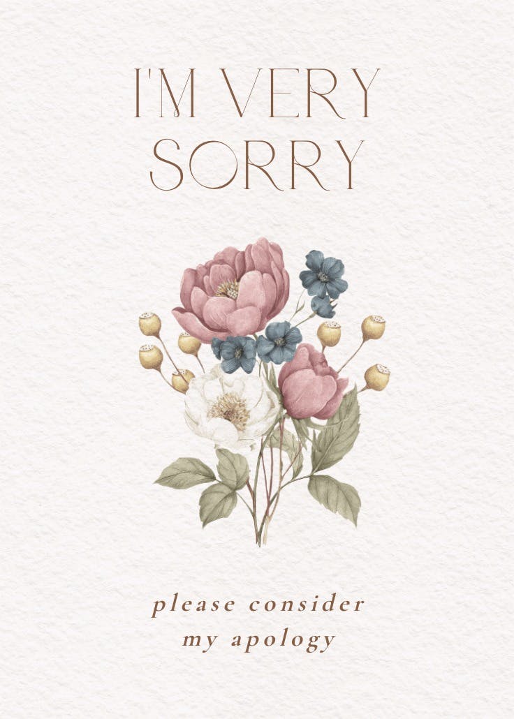 Muted bouquet - sorry card