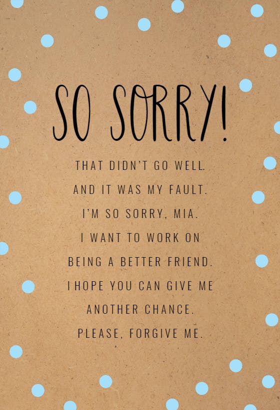 Paper punched - sorry card