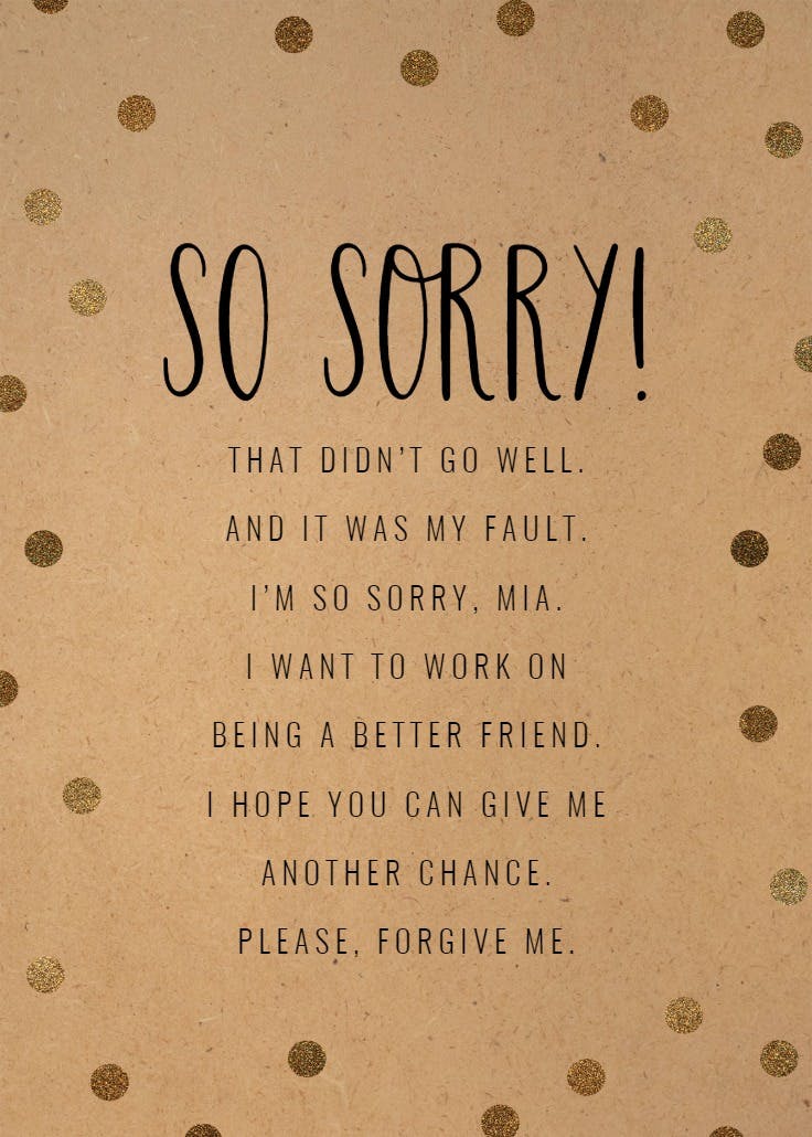 Paper punched - sorry card