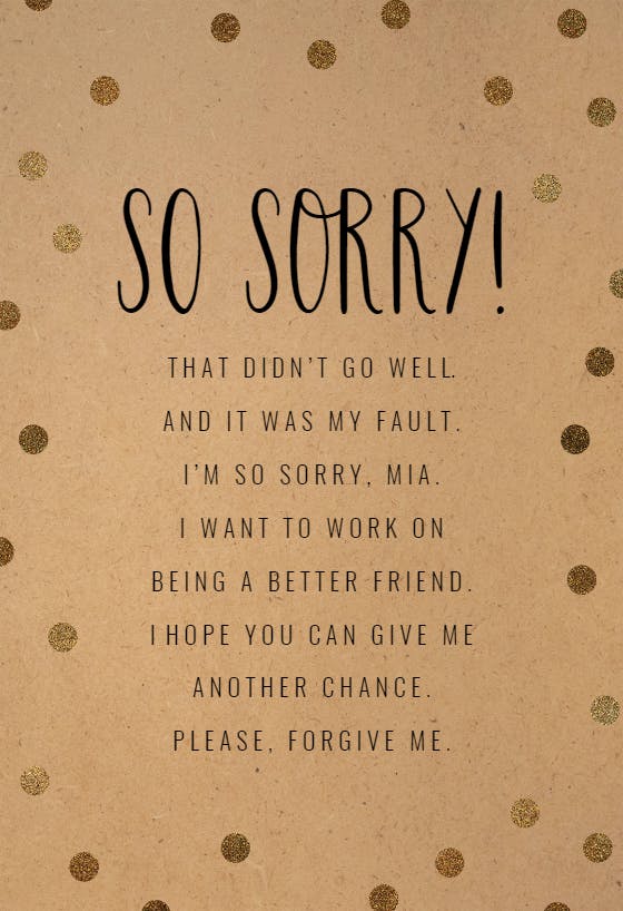 Paper punched - sorry card