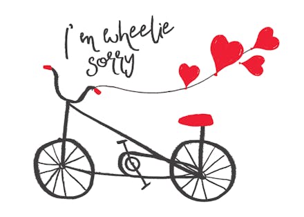 Pedaling apologies - sorry card