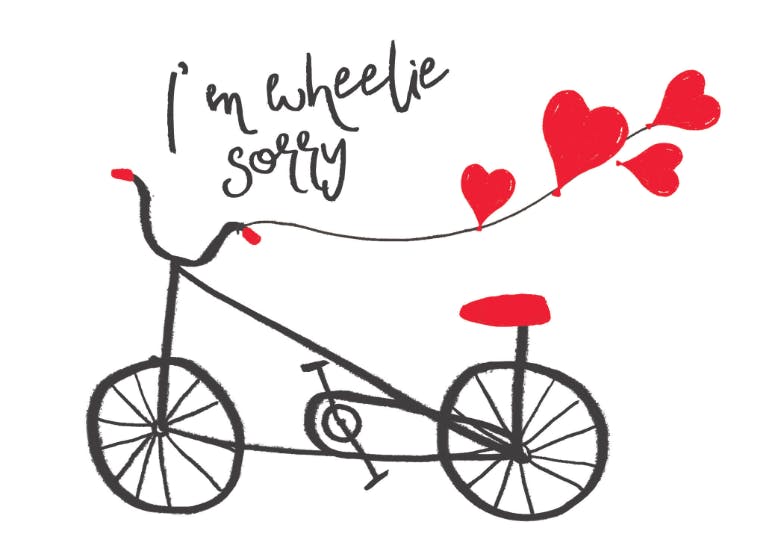 Pedaling apologies - sorry card