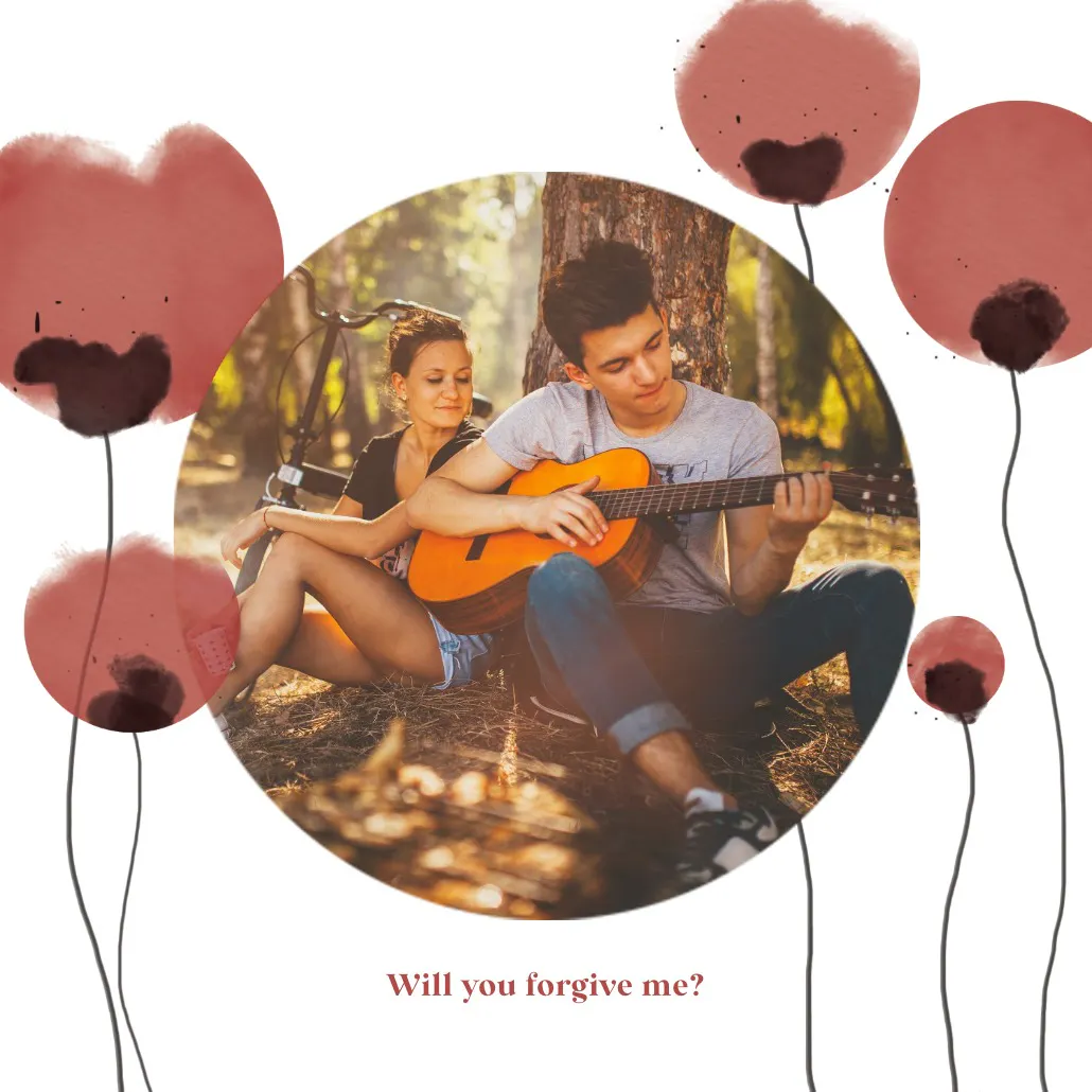 Poppies balloons - sorry card