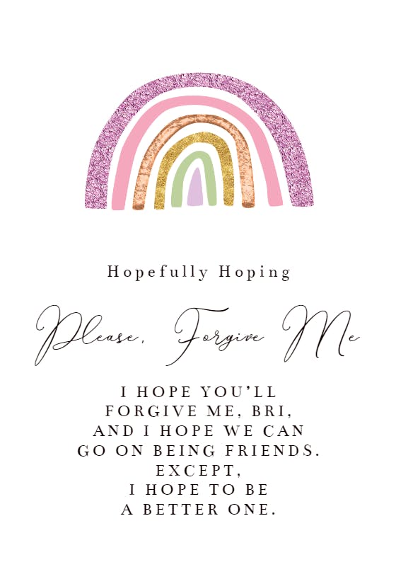 Rainbow hope - sorry card