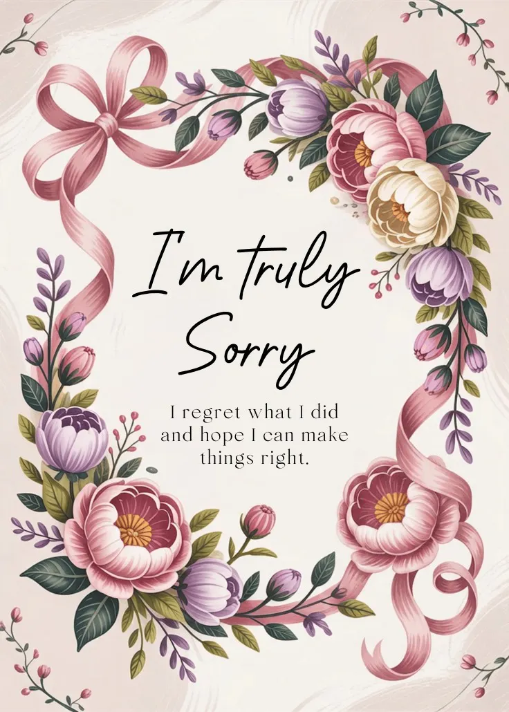 Ribbons and florals - özür kartı