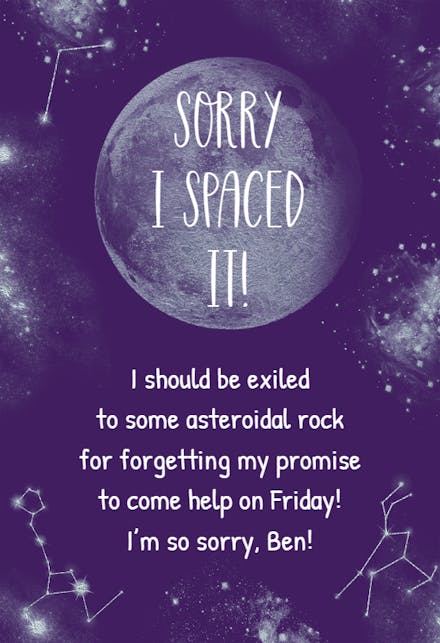 Space Cadet - Sorry Card