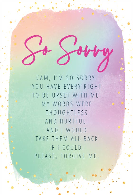 Spattered ombre - sorry card