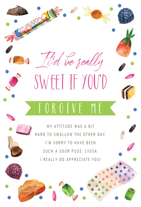 Sweet tooth - sorry card