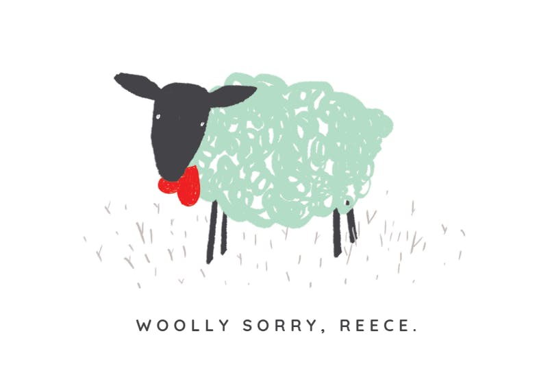 Woolly sorry -  tarjeta de disculpa