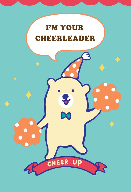 Im your cheerleader -  free thinking of you card