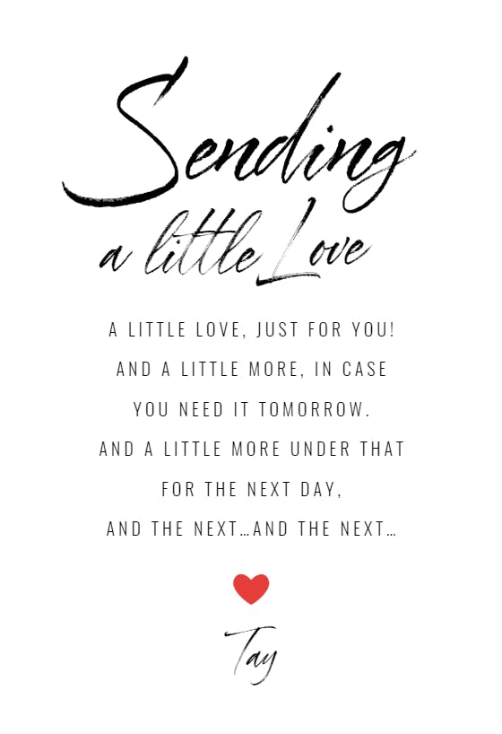 Sending love - tarjeta para dar ánimo