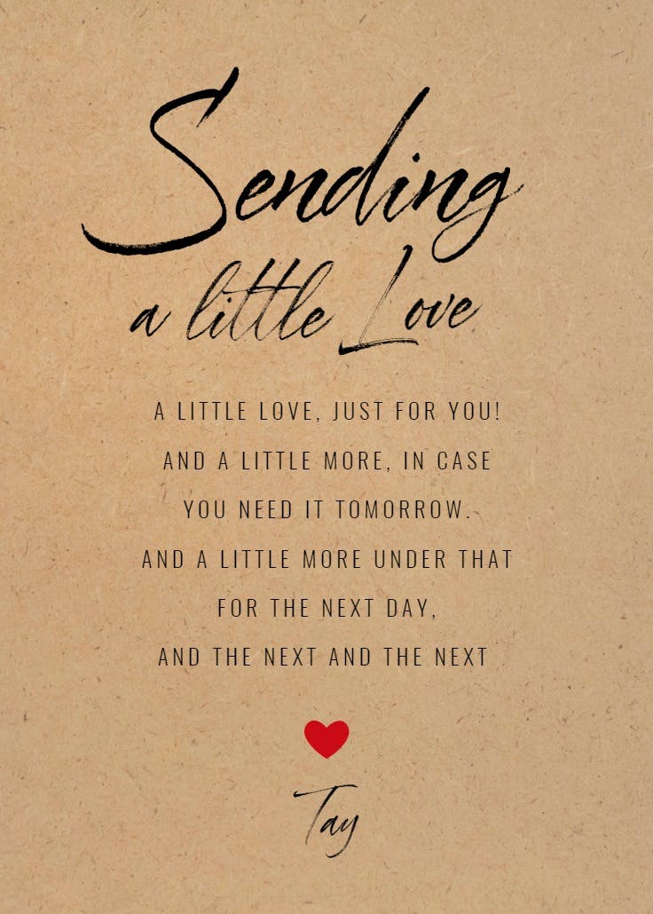Sending love - tarjeta para dar ánimo