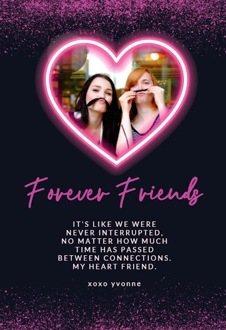 Pink Neon Glow - Friendship Card
