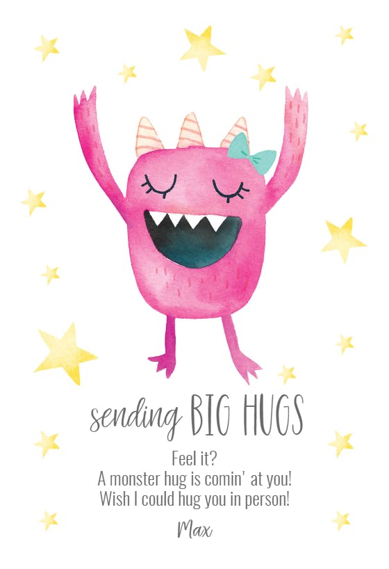 Arms open -  free hugs card