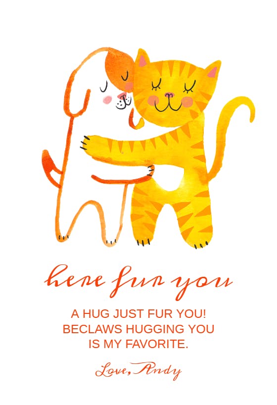 Furever friends -  free hugs card