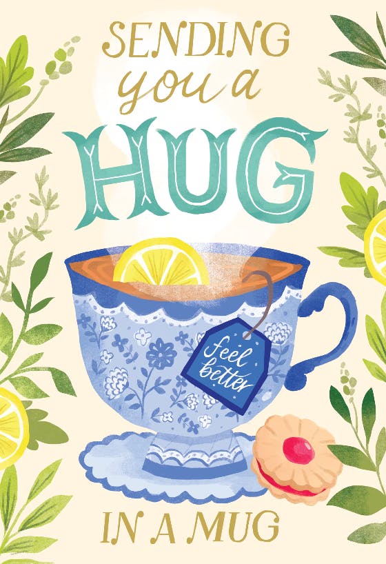 Hug in a mug -  tarjeta de recupérate pronto