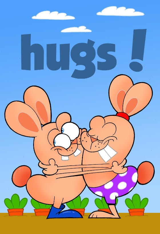 Hugs bunny -  free thinking of you card
