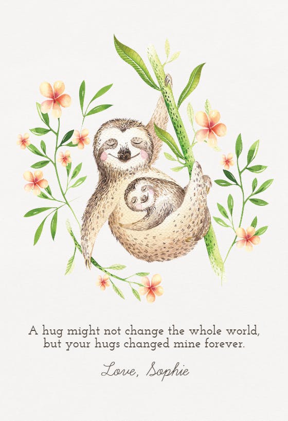 Slow hugs -  free hugs card