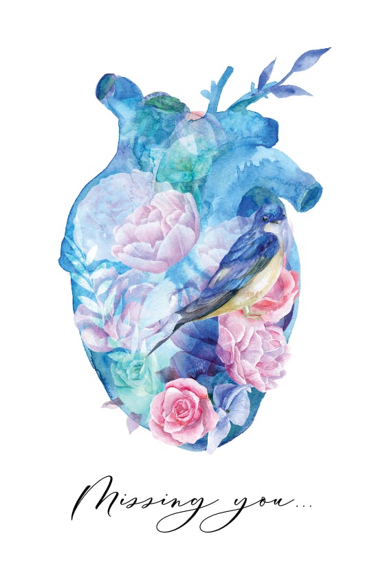 Artistic floral heart -  tarjeta de pensamientos y sentimientos
