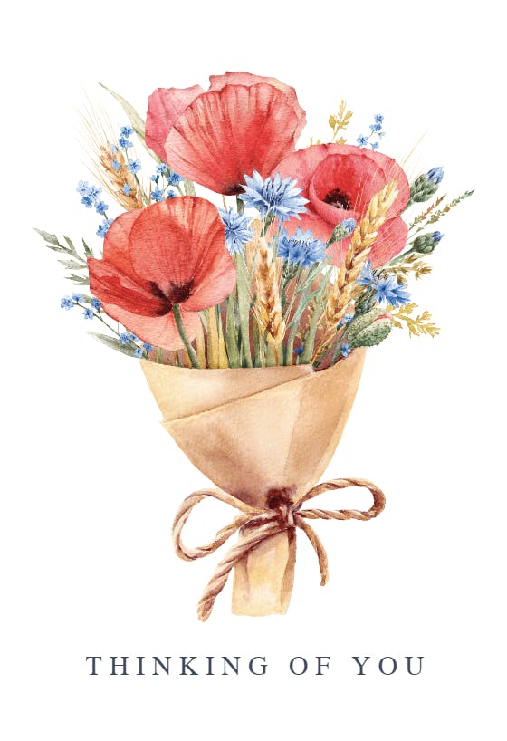 Bouquet of poppies -  free thinking of you card