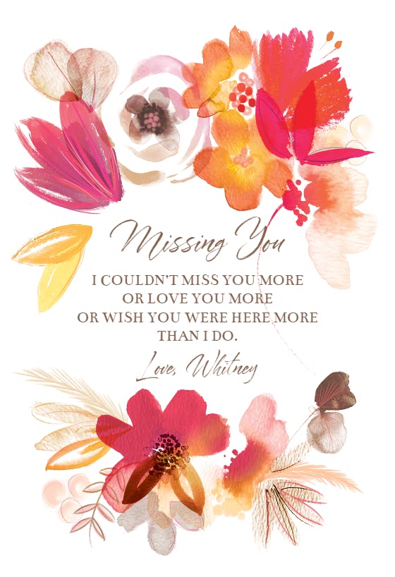 Bursting with blooms - miss you card