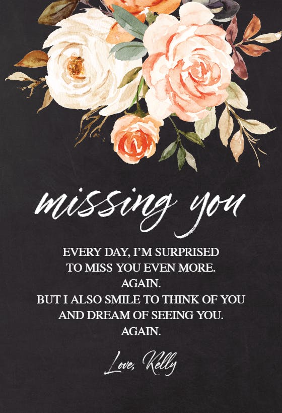 Cascading blooms - miss you card