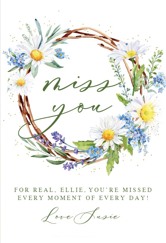 Daisy vines - miss you card