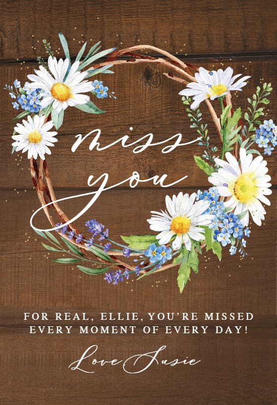Daisy vines - miss you card