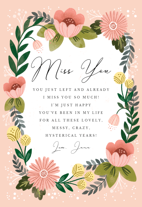 Embellished Heart - Miss You Card (free) 