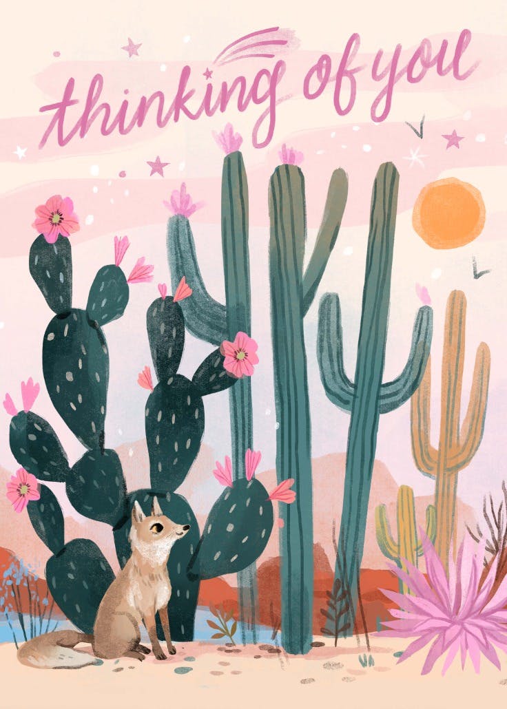 Fox in the desert - thinking of you card