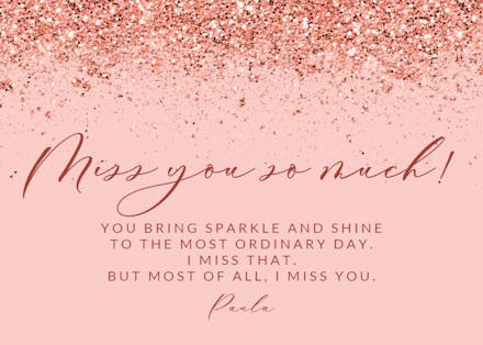 Glittered - Miss You Card