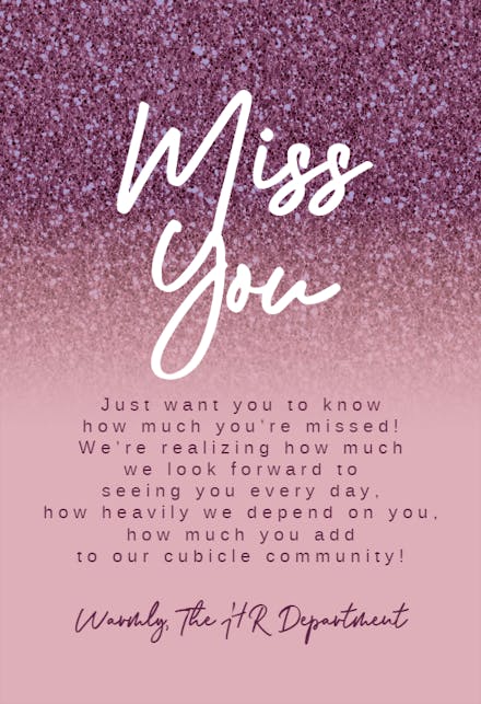 Glittered Ombre - Miss You Card