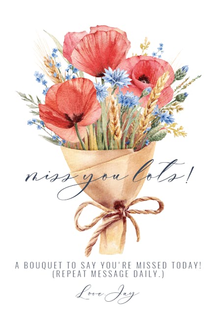 Hand Bouquet - Miss You Card
