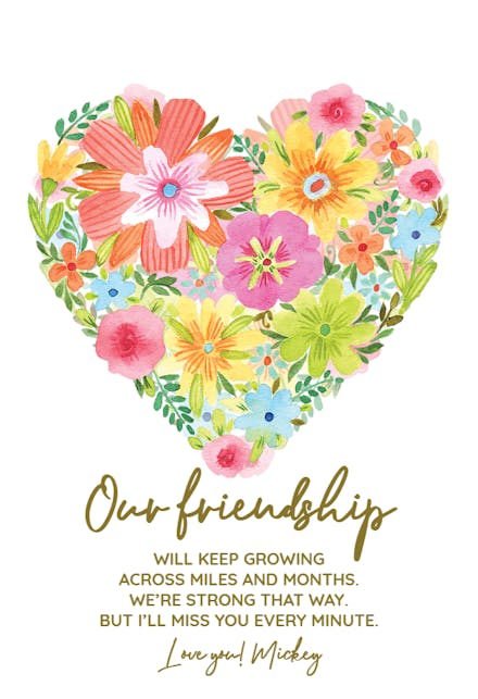 Heart Petals - Miss You Card