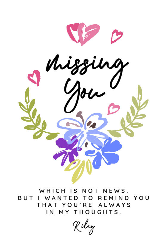 Hearts Rising - Miss You Card (free) 