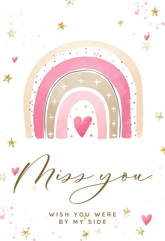Pink rainbow - miss you card